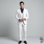 Raymond 35% Viscose blended White colour Solid Pattern Unstitched Suit Fabric of 3.25 Mts / VV2347