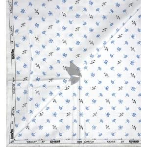 Raymond 100% Egyptian Giza Cotton (Premium Cotton) White Printed Pattern Unstitched Shirt Fabric of 1.60 mts / VV2388B