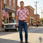 Raymond 100% Pure Linen Pink (Misty Rose) color Printed Unstitched Shirt Fabric of 1.6 meters / VV2389G