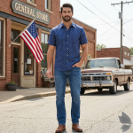 Raymond 100% Pure Linen Blue color Printed Unstitched Shirt Fabric of 1.6 meters / VV2389I