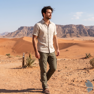 J.Hampstead Moretti 100% Pure Linen Fabric from "The Luxury Club of Italian Fusion Linen" with Beige Colour Plain Pattern Unstitched Shirt Fabric of 1.6 mts / VV2412