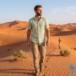 J.Hampstead Moretti 100% Pure Linen Fabric from "The Luxury Club of Italian Fusion Linen" with Beige (Khaki) Colour Plain Pattern Unstitched Shirt Fabric of 1.6 mts / VV2417