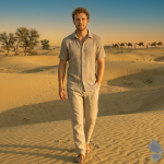 J.Hampstead Moretti 100% Pure Linen Fabric from "The Luxury Club of Italian Fusion Linen" with Beige (Umber) Colour Plain Pattern Unstitched Shirt Fabric of 1.6 mts / VV2421