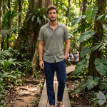 J.Hampstead Moretti 100% Pure Linen Fabric from "The Luxury Club of Italian Fusion Linen" with Green (Jade) Colour Plain Pattern Unstitched Shirt Fabric of 1.6 mts / VV2422