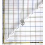J.Hampstead Moretti Premium Egyptian Collection with 100% Giza Cotton White Colour Checkered Pattern Unstitched Shirt Fabric of 1.6 mts / VV2425