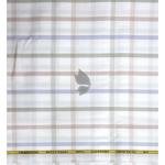 J.Hampstead Moretti Premium Egyptian Collection with 100% Giza Cotton White Colour Checkered Pattern Unstitched Shirt Fabric of 1.6 mts / VV2425