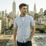 J.Hampstead Moretti Premium Egyptian Collection with 100% Giza Cotton Green Colour Striped Pattern Unstitched Shirt Fabric of 1.6 mts - Made In Italy / VV2429