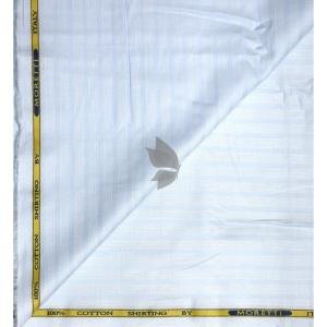 J.Hampstead Moretti Premium Egyptian Collection with 100% Giza Cotton Light Blue (Baby Blue) Colour Striped Pattern Unstitched Shirt Fabric of 1.6 mts - Made In Italy / VV2434