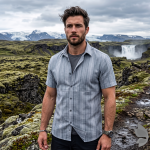 J.Hampstead Moretti Premium Egyptian Collection with 100% Giza Cotton Grey Colour Striped Pattern Unstitched Shirt Fabric of 1.6 mts - Made In Italy / VV2436