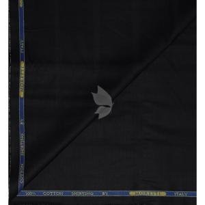J.Hampstead Moretti Premium Egyptian Collection with 100% Giza Cotton Black Colour Striped Pattern Unstitched Shirt Fabric of 1.6 mts - Made In Italy / VV2437
