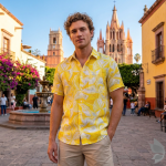 Siyaram's Royale Linen 100% Linen with 60 Lea count Digital Printed Yellow Colour Unstitched Shirt Fabric of 1.6 Meters / VV2507