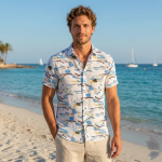 Siyaram's Royale Linen 100% Linen with 60 Lea count Digital Printed Multicolour Unstitched Shirt Fabric of 1.6 Meters / VV2508