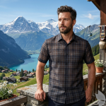 J.Hampstead Moretti Premium Egyptian Collection with 100% Giza Cotton Multicolour Checkered Pattern Unstitched Shirt Fabric of 1.6 mts - Made In Italy / VV2536