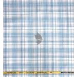 J.Hampstead Moretti Premium Collection with 100% Giza Cotton Light Blue (Pale Blue)  Checkered Pattern Unstitched Shirt Fabric of 1.6 mts - Made In Italy / VV2538