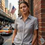 J.Hampstead Moretti Premium Egyptian Collection with 100% Giza Cotton Cream White (Sea Shell) Colour Striped Pattern Unstitched Shirt Fabric of 1.6 mts - Made In Italy / VV2556