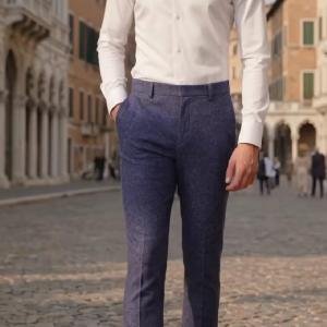 Raymond Australian Merino Wool Blended with All weather Jacquard pattern Dark Blue (Egg Plant) Unstitched Trouser Fabric of 1.25 meters / VV2578