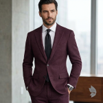Raymond Australian Merino Wool Blended with All weather Solid pattern Maroon colour Unstitched Suit Fabric of 3.25 meters / VV2581
