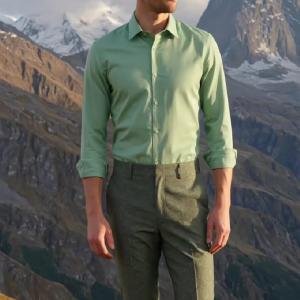 Raymond Australian Merino Wool Blended with All weather Jacquard pattern Green colour Unstitched Trouser Fabric of 1.25 meters / VV2583