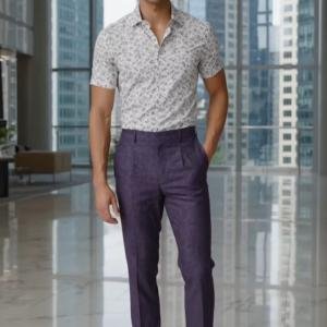 Raymond Australian Merino Wool Blended with All weather Jacquard pattern Dark Blue (Egg Plant) Unstitched Trouser Fabric of 1.3 meters / VV2586