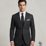 Raymond Australian Merino wool blend with Smart Stretch and made from Fine Merino Wool Checkered Pattern Grey colour Unstitched Suit Fabric of 3.25 meters / VV2592