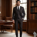 Raymond Australian Merino wool blend with Smart Stretch and made from Fine Merino Wool Self Design Pattern Maroon (Snuff) colour Unstitched Suit Fabric of 3.25 meters / VV2599