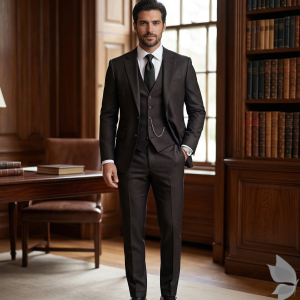 Raymond Australian Merino wool blend with Smart Stretch and made from Fine Merino Wool Self Design Pattern Maroon (Snuff) colour Unstitched Suit Fabric of 3.25 meters / VV2599