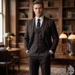 Raymond Australian Merino wool blend with Smart Stretch and made from Fine Merino Wool Self Design Pattern Maroon (Snuff) colour Unstitched Suit Fabric of 3.5 meters / VV2600