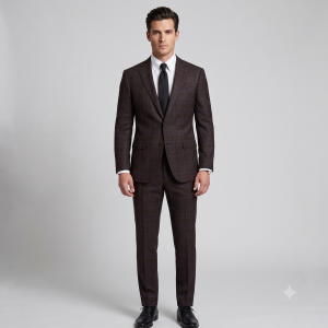 Raymond Australian Merino wool blend with "EXCELLENCE" named and Easy Care Brown colour Checkered Pattern Unstitched Suit Fabric of 3.25 meters / VV2602