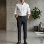 Raymond Extendo collection made with 51% wool, 28% cool max, stretch fabric Dark Grey Jacquard for comfort unstitched trouser fabric of 1.25 Mts / VV2685