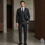 Raymond Extendo collection made with 51% wool, 28% cool max, stretch Dark Grey Jacquard for comfort unstitched suit fabric of 3.5 Mts / VV2686