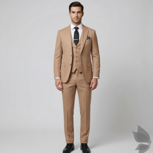 Raymond "Upmaze" collection, soft fabric Australian merino wool blended Beige colour, Jacquard pattern unstitched suit fabric of 3.5 Mts / VV2704