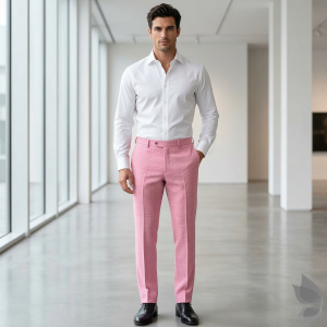 Raymond Viscose blended fabric with Pink (Old Rose) colour Checkered pattern unstitched trouser fabric of 1.3 Mts / VV2719