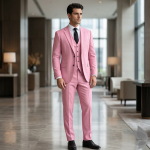 Raymond Viscose blended fabric with Pink (Old Rose) colour Checkered pattern unstitched suit fabric of 3.5 Mts / VV2720