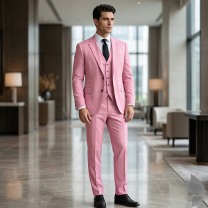 Raymond Viscose blended fabric with Pink (Old Rose) colour Checkered pattern unstitched suit fabric of 3.5 Mts / VV2720