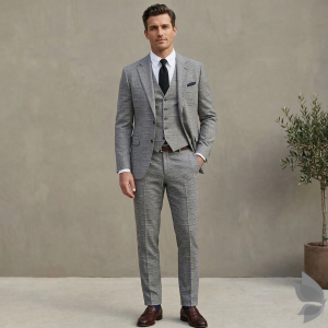 Raymond "Rovigo" collection Viscose blended fabric with Grey colour Striped pattern unstitched suit fabric of 3.5 Mts / VV2722