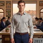 J.Hampstead Moretti Premium Egyptian Collection Natural Bamboo Blend Giza Beige (Sage) colour Solid Pattern Unstitched Shirt Fabric of 1.6 mts / VV2817