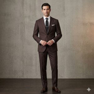 Raymond " TechnoSmart" All Weather Fabric With Silky Touch + U V Light Reflection + Moisture Management + Easy Care Brown checks Unstitched Suit Fabric -3 meters - 4321 / VV4122