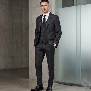 J.HAMPSTEAD TERRON RAYON BLACK COLOURED MATTY UNSTITCHED SUIT FABRIC - 3.75 METRES / VV4165