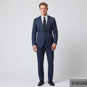 Raymond 45% Fine Wool Striped Pattern Blue Unstitched Suit Fabric - 3 meters / VV4348