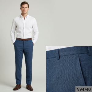 J.HAMPSTEAD TERRON RAYON SELF DESIGN BLUE COLOURED TROUSER FABRIC - 1.25 METRES / VV4740