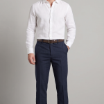 J.hampstead Terron Rayon SELF Design Navy Blue Coloured Trouser Fabric - 1.25 METRES - VV4745