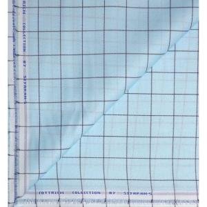 Siyaram's LIGHT BLUE COLOURED COTTON BLENDED CHECKERED UNSTITCHED SHIRT FABRIC - 1.6 METRES - VV5481