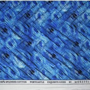 J.HAMPSTEAD MORETTI 100% GIZA COTTON BLUE COLOUR PRINTED UNSTITCHED SHIRT FABRIC - 1.6 METRES / VV5751