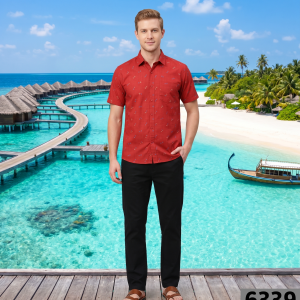 J.hampstead 100% Cotton Red Printed Self Checkered Design Unstitched Shirt Fabric - 1.6 Metres - An Vijayeshwara Product - VV6339