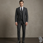 RAYMOND SUPER 100'S PURE MERINO WOOL WITH 15% ANGORA BROWNISH GREY COLOURED CHECKERED DESIGN UNSTITCHED SUIT FABRIC -3.25 METRES / VV6593