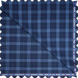 RAYMOND LUXOLITE COLLECTION NAVY BLUE COLOURED SUPER 120'S WOOL BLENDED CHECKERED UNSTITCHED TROUSER FABRIC -1.3 METRES / VV6615