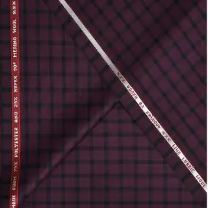 Raymond Adorn Super 90's Merino Wool purple checkered Suit Fabric-3.0 mts / VV6819