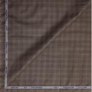 Raymond Premium Cotton Brown Color Checkered Pattern Unstitched Shirt Fabric of 1.6 meters / VV6934