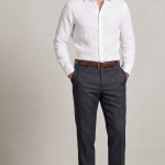 J.Hampstead Super 100s Grey Matty Unstitched Trouser Fabric of 1.25 Meters / VV7076