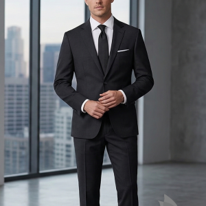 J HAMPSTEAD BLACK TERRON RAYON PLAIN UNSTITCHED SUIT FABRIC-3MTS / VV7241